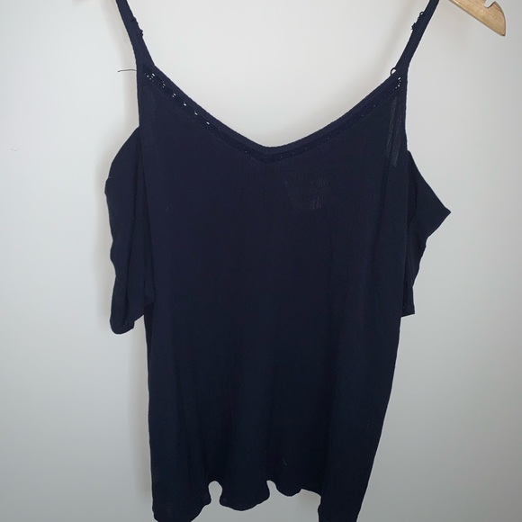 Cold Shoulder Blue Top - Picture 2 of 2